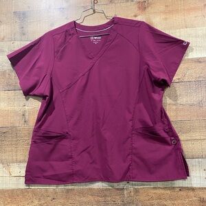 WonderWink Maroon Short Sleeve Women's Scrub Top Size 1X
